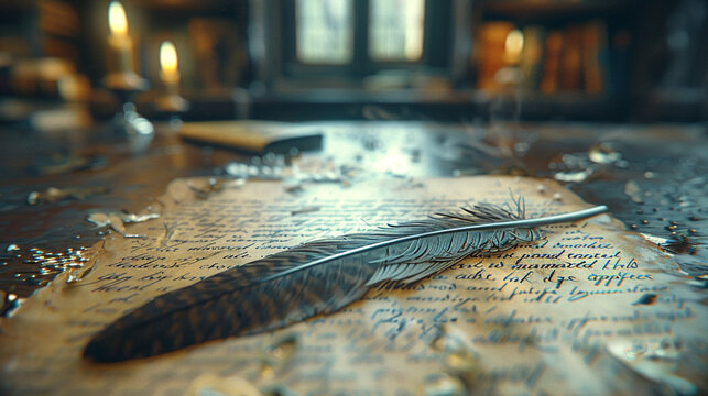 A quill pen, poised to inscribe pixelated tales of adventure.