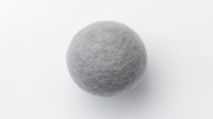 Gray wool ball isolated on a white background. Top view image.