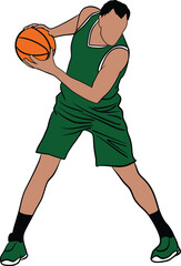 Fototapeta premium vector basketball dunk slam passing dribble draw silhouette male sport splash illustration background abstract active athlete motion player jump ball shot professional isolated basket sketch