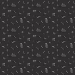 Cute Pirate elements Seamless Pattern. Cartoon items Pirate and objects. background. Vector illustration