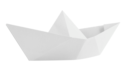 Boat origami png sticker, white paper craft image on transparent background