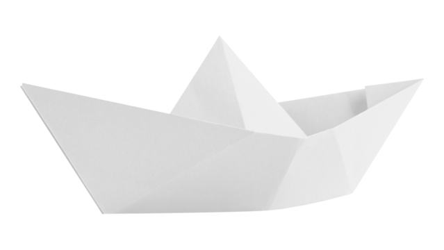 Boat origami png sticker, white paper craft image on transparent background