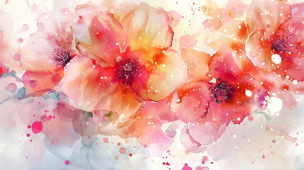 Whimsical watercolor blooms kissed by a sprinkling of sparkling topaz and ruby jewels. 