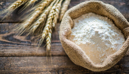 wheat flour background, conveying warmth and freshness, ideal for culinary concepts