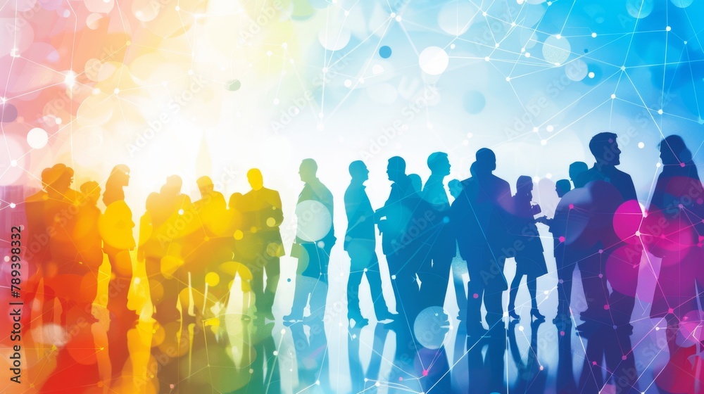 Aufkleber a group of business professionals networking at a conference or seminar, fostering connections and b