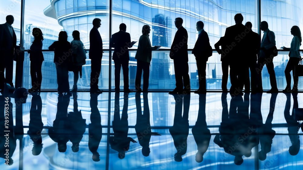 Aufkleber a group of business professionals networking at a conference or seminar, fostering connections and b