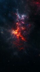 Vertical Blue Orange Deep Space Galaxy Nebula. Cinematic celestial background depicting astrology and space exploration. Cosmic fictional 3D illustration backdrop.