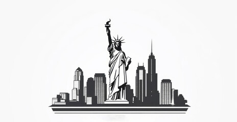 Iconic New York City Skyline Silhouette