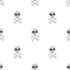 Skull and bones Seamless Pattern. Cartoon Pirate elements and objects. background. Vector illustration