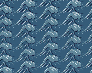 Wavy seamless wallpaper pattern background. Vector illustration. - 789399558
