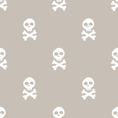 Skull and bones Seamless Pattern. Cartoon Pirate elements and objects. background. Vector illustration