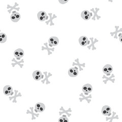 Skull and bones Seamless Pattern. Cartoon Pirate elements and objects. background. Vector illustration
