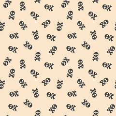 Skull and bones Seamless Pattern. Cartoon Pirate elements and objects. background. Vector illustration