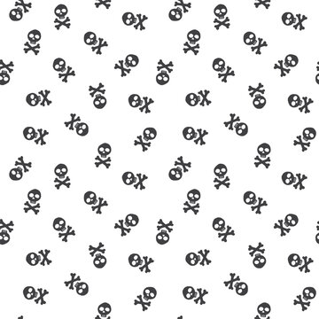 Skull and bones Seamless Pattern. Cartoon Pirate elements and objects. background. Vector illustration