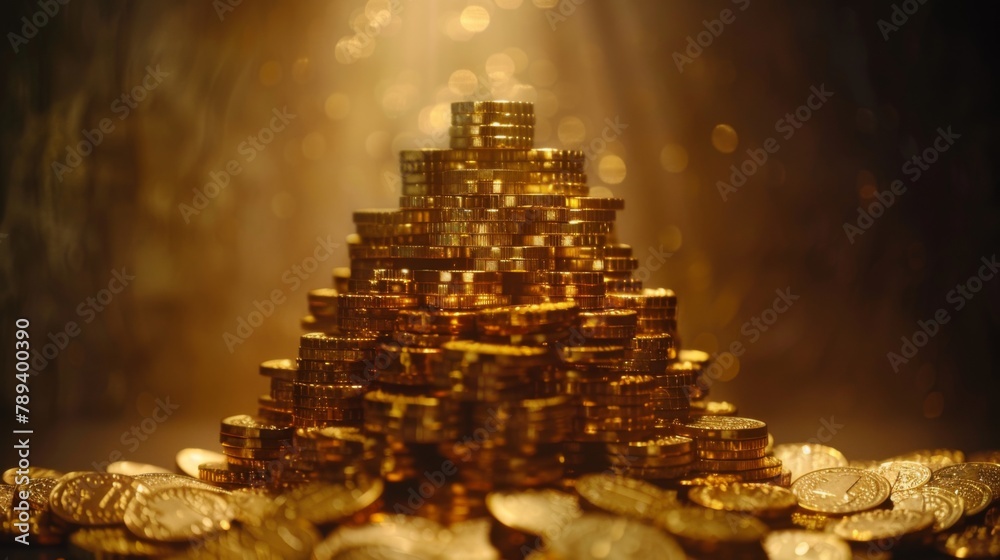 Aufkleber a stack of gold coins arranged graphically to represent growth and prosperity in gold investments, h