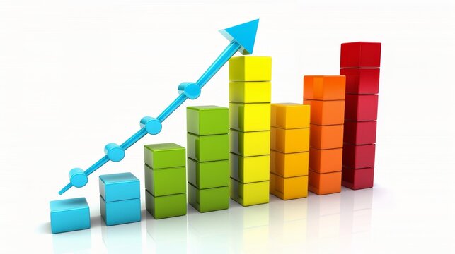 Illustration of image graphic showing business growth. The graph lines are continually rising and you feel excited when you look at them.