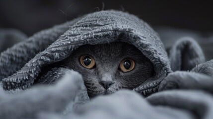 Beautiful cat hiding eyes