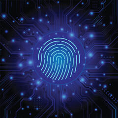 Data protection privacy.Cyber security network.Digital security.security guard. Touch the future. Futuristic fingerprint.	