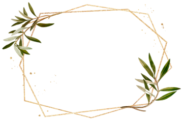 Botanical frame png olive branches pattern