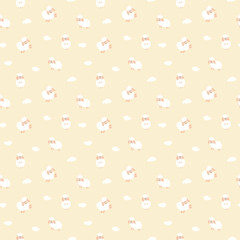 Cute Sheep Seamless Pattern, Cartoon Background vector Illustration