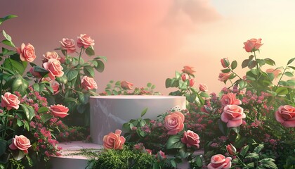 Romantic Rose Podium: Nature Backdrop Presentations