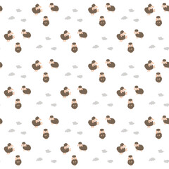 Cute Sheep Seamless Pattern, Cartoon Background vector Illustration