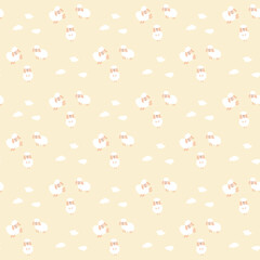 Cute Sheep Seamless Pattern, Cartoon Background vector Illustration