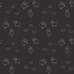 Cute Sheep Seamless Pattern, Cartoon Background vector Illustration