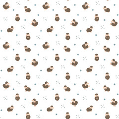 Cute Sheep Seamless Pattern, Cartoon Background vector Illustration