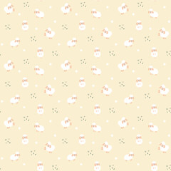 Cute Sheep Seamless Pattern, Cartoon Background vector Illustration