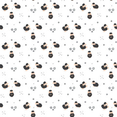 Cute Sheep Seamless Pattern, Cartoon Background vector Illustration