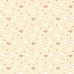 Cute Sheep Seamless Pattern, Cartoon Background vector Illustration