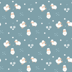 Obraz premium Cute Sheep Seamless Pattern, Cartoon Background vector Illustration