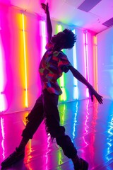 Youthful Vibes: African American Teen Dances Neon Studio