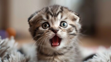 Scottish fold kitten make a shock