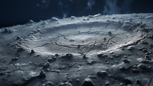 3D scene picture of a huge crater on a desolate alien wilderness
