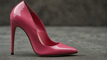 A pink high heel shoe.


