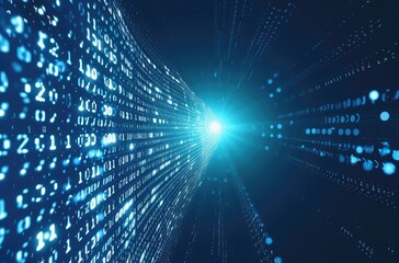 Digital Data Stream Flowing Through Cyberspace