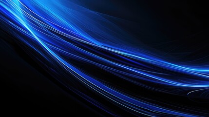 Abstract Blue Light Streaks on Black Background