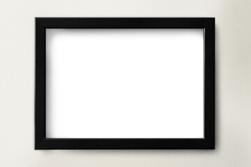 Black picture frame mockup on a wall