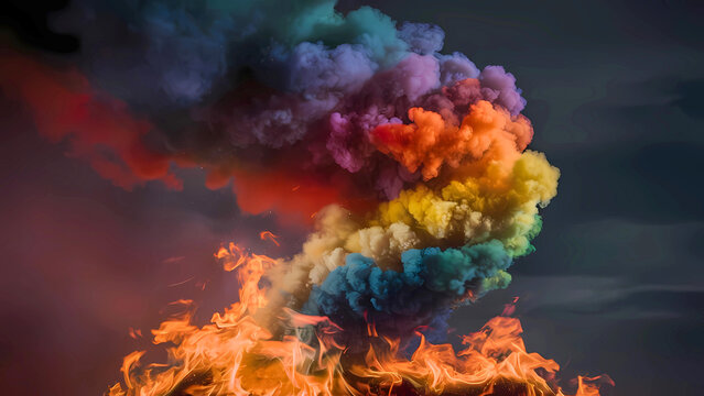 Nube de fuego: un cielo anaranjado y vibrante se convierte en un lienzo para la energía ardiente de las llamas, que pintan un cuadro de calor y peligro en movimiento