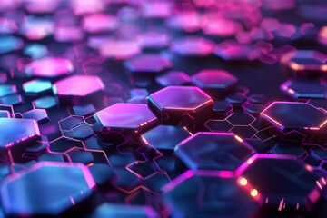  A digital background of futuristic neon hexagons, symbolizing advanced technology networks
