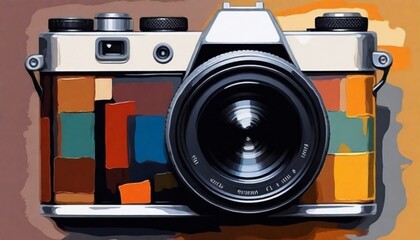 Oil Painting A Camera Icon Representing Photograph (16) - obrazy, fototapety, plakaty