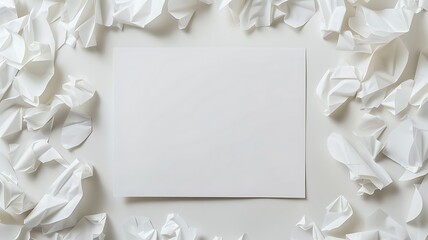 Blank white paper decorated with plants and leaves