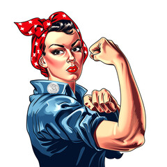 Rosie the Riveter American icon portrait, we can do it!