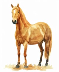 Horse hand drawn watercolor. paint art illustration