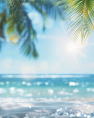 tropical island with palm trees background with room for text.
