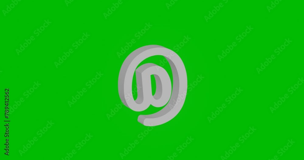 Poster animation of rotation of a white at symbol with shadow. simple and complex rotation. seamless looped