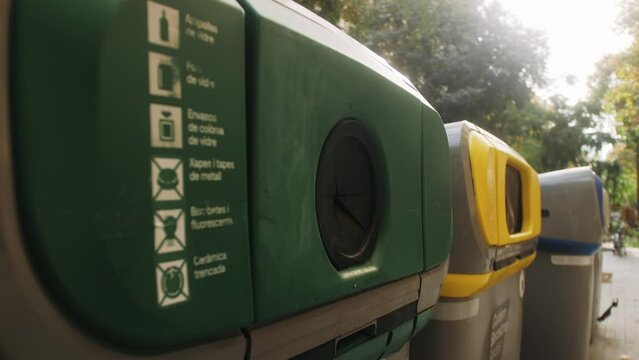 Concept of waste sorting, recycling and reuse, separate litter disposal, environmental care. Recycling glass.