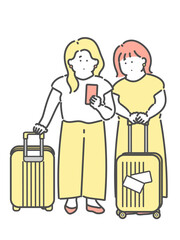 旅行中の若い女性イラスト
